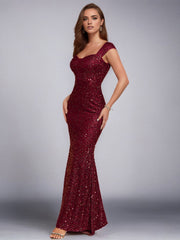Mermaid Sequin Spaghetti Strap High-Waist Gown