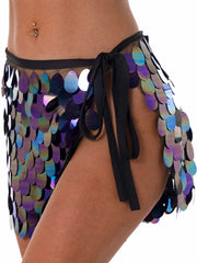 Black Iridescent Sequin Mini Skirt