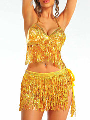 Gold Sequin Tassel Two-Piece Set