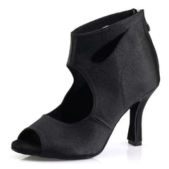 Women's Satin Open Toe Customized Heels Dance Boots JazSalsa Dancing Shoes