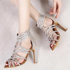 Women's Sparkling Glitter Customized Heels Dance Boots JazSalsa Dance Shoes