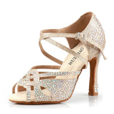 Women's Sparkling Glitter Customized Heel Latin Shoes Salsa Shoes Ballroom Dance Shoes