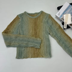 Graduated tie-dye long-sleeved knit shirt