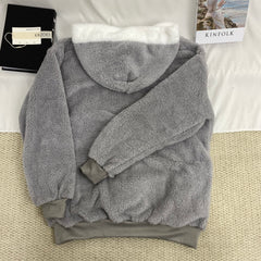 Loose-Fitting Plush Zip-Up Jacket