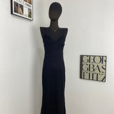 Black V-neck Lace Dress