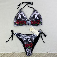 Printed strapless backless one-piece swimming suit