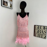 Feather patchwork dress