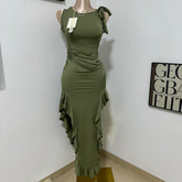 Sleeveless Long Round-Neck Dress