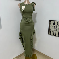 Sleeveless Long Round-Neck Dress