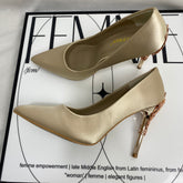 Pointed-Toe Satin High Heels