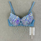 Handmade sequin fringed bra chain