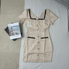 Chic Square-Neck Slim-Fit Dress for Petites