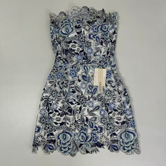 Fishbone strapless halter dress with plunging neckline