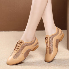 Women's Real Leather Heels Pumps With Lace-up Dance Shoes Teaching & Practice Shoes