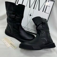 Ruffled side-zip ankle boots