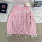 Lace-Trimmed Off-The-Shoulder Sweater