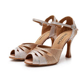 Women's Satin Customized Heel Ballroom Dance Shoes Latin Shoes
