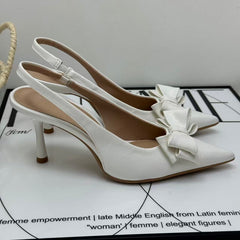 Pointed bow high-heeled shoes