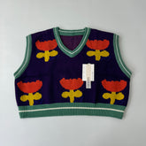 Purple embroidered sweater vest