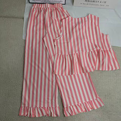 V-neck striped lace-up pants casual suit
