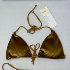 Gold velvet three-piece split bikini