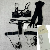 Net fabric gathering shaping two-piece set