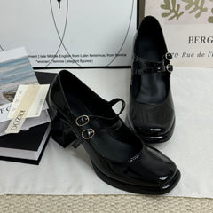 Retro chunky heel high heels