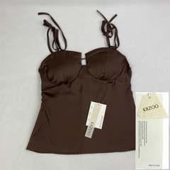 Strapless racerback crop top with a fitted waist design