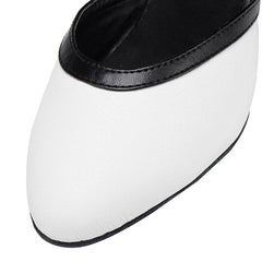 Women's White Real Leather Customized Heel White Ballroom Dance Shoes Wedding Dance Shoes