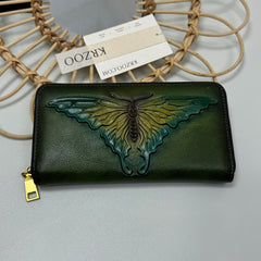 Butterfly embossed leather wallet