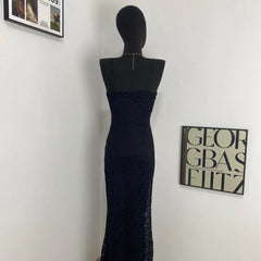 Black V-neck Lace Dress