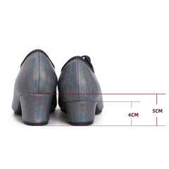 Women's Gray Real Leather 3cm/5cm Teaching & Practice Shoes Ballroom Dance Shoes