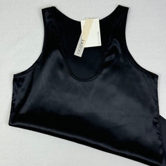 Silk round-neck tank top with straps