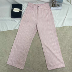 Textured Pink Denim Jeans