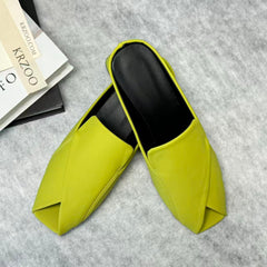 Square-toe open-toe square heel low-heeled shoes