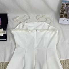Beaded Strap Solid Color Dress