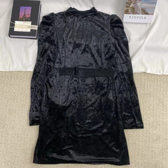 Velvet Dress With Puff Sleeves