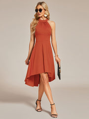 Chic Halterneck Knee-Length Wedding Guest Dress