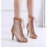Women's Mesh 10cm Heels Dance Boots JazSalsa Dance Shoes