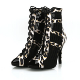 Women's 9.5cm Heel Peep Toe Rubber Sole JazShoes Dance Boots Salsa Dance Shoes