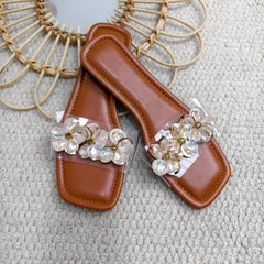 Water droplet transparent band slippers