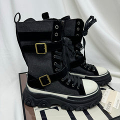 Low side zipper high-top knight boots