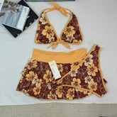 Floral three-piece swimsuit