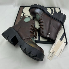 Soft leather multi-color ankle boots