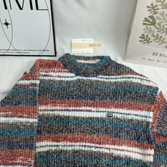 Gradient-Striped Crew-Neck Knit Sweater