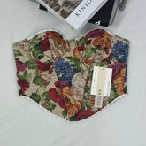 Fishbone corset retro floral short top