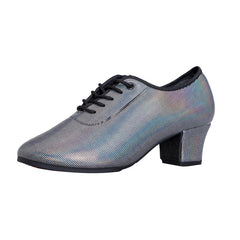 Women's Gray Real Leather 3cm/5cm Teaching & Practice Shoes Ballroom Dance Shoes