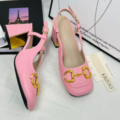 Square-toe retro soft thick-soled leather shoes