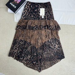 Retro Leopard Print Ruffle Skirt