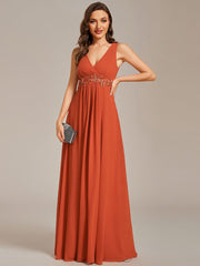 Elegant Floral Applique Sleeveless Chiffon Formal Gown